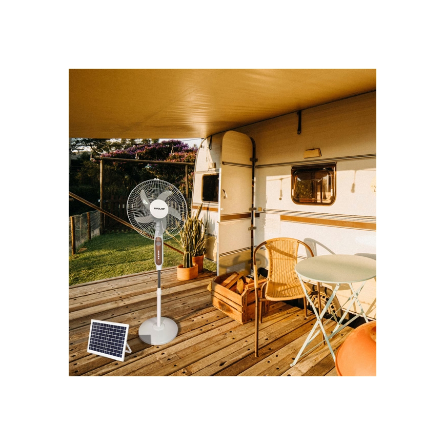 Solarbetriebener Standventilator 15 W / 4 V / 230 V, Ø 45 cm, weiß