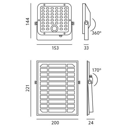 Solarstrahler für den Außenbereich mit Sensor LED/10W/3,7V 4000K IP65 + Fernbedienung