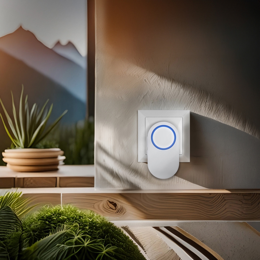 Kabellose Steckdosen-Türklingel 230V/1xCR2032 IP56 weiß