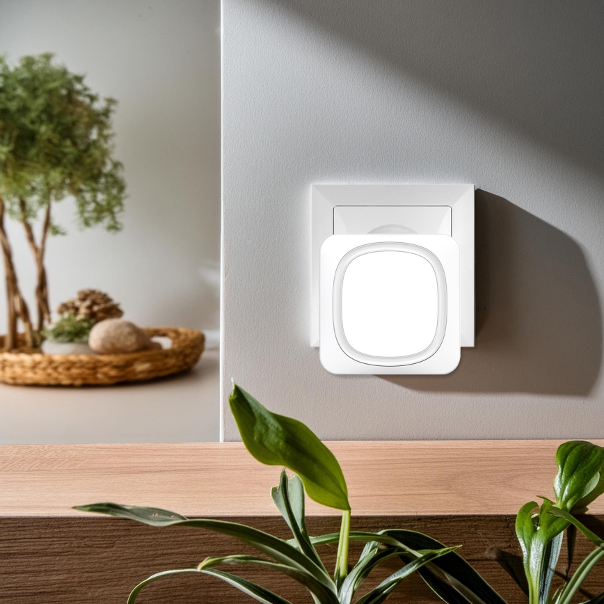 Kabellose Steckdosentürklingel mit LED-Beleuchtung 230V/1xCR2032 IP56 weiß