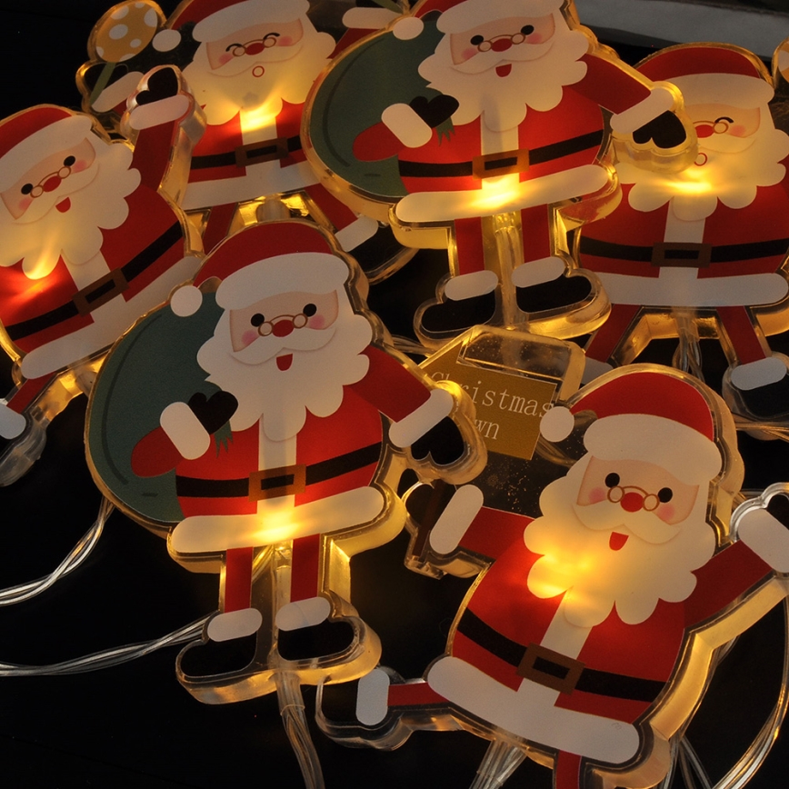 LED-Weihnachtslichterkette mit Saugnäpfen 6xLED/2xAA 1,2m warmweiß Weihnachtsmann