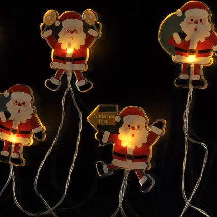 LED-Weihnachtslichterkette mit Saugnäpfen 6xLED/2xAA 1,2m warmweiß Weihnachtsmann