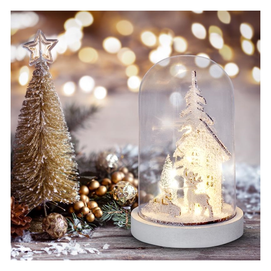 LED-Weihnachtsdekoration LED/2xAAA verschneite Landschaft mit Haus