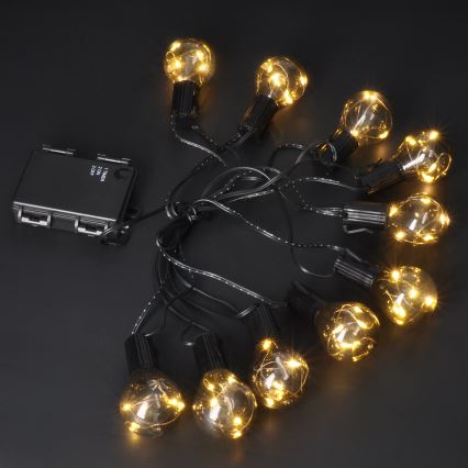 Dekorative LED-Outdoor-Lichterkette GARLAND 10xLED/3xAA 3m IP44 warmweiβ
