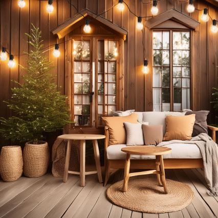 LED-Außen-Dekorations-Lichterkette GIRLANDA 10xLED/3xAA 3m IP44 warmweiß