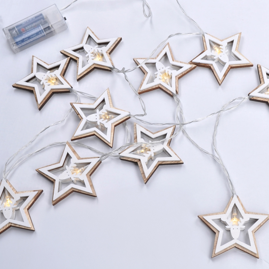 LED Weihnachts-Lichterkette 10xLED/2xAA 1,8m warmweiß
