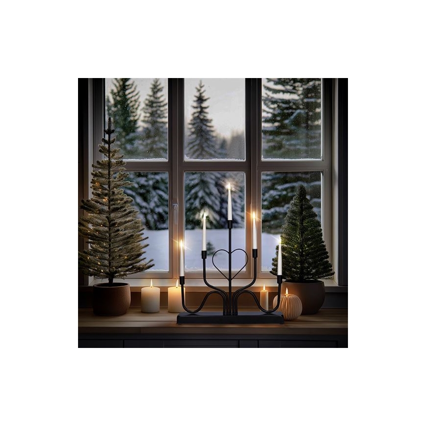 LED Weihnachtskerzenhalter 5xLED/2xAA warmweiß