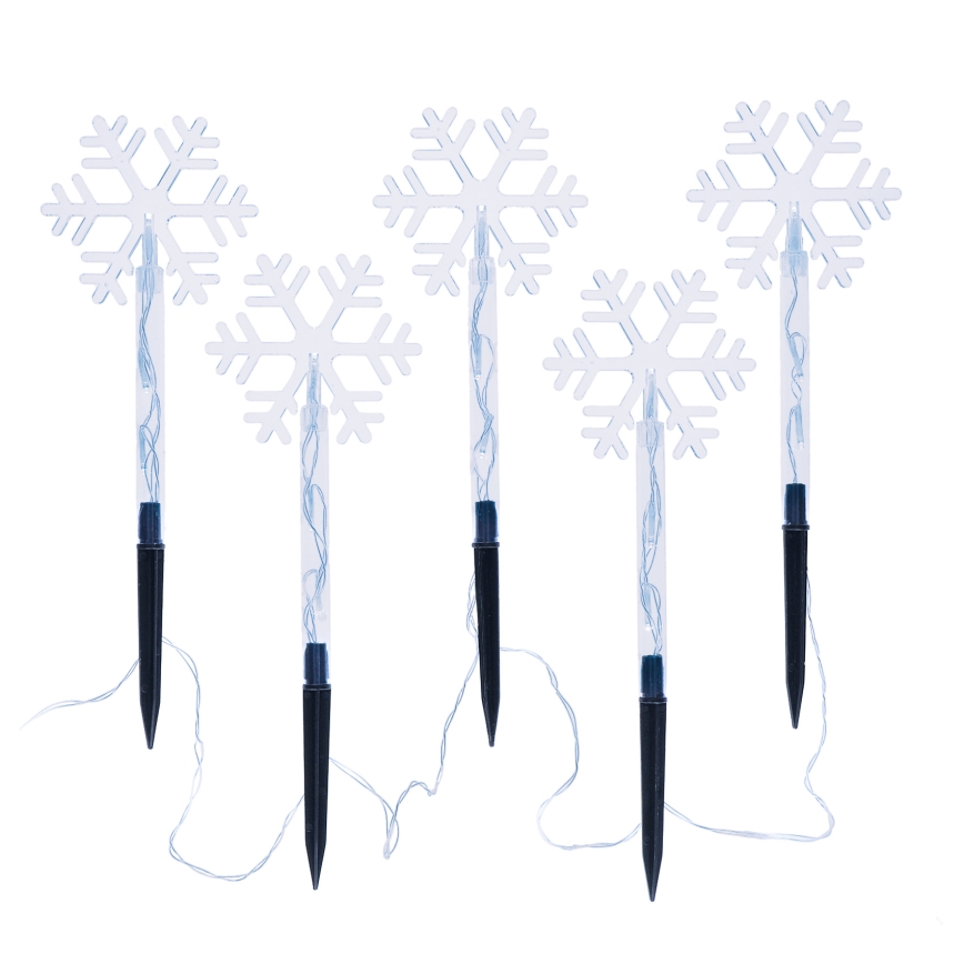 SET 5x LED-Outdoor-Weihnachtsleuchte LED/3xAA/kaltweiß IP44