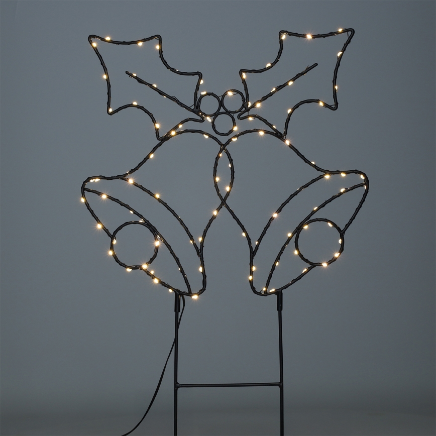 LED-Weihnachtsdekoration für den Außenbereich, 100 LEDs / 3×AA, IP44, warmweiß, Glocken