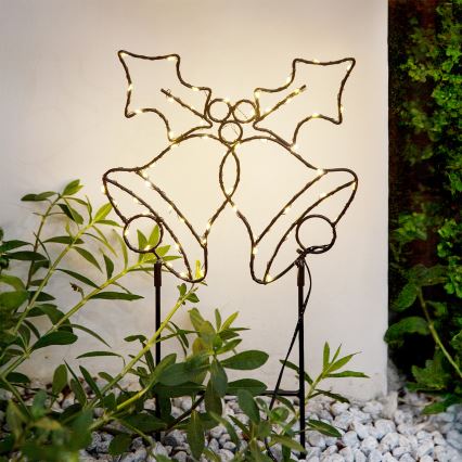 LED-Weihnachtsdekoration für den Außenbereich, 100 LEDs / 3×AA, IP44, warmweiß, Glocken