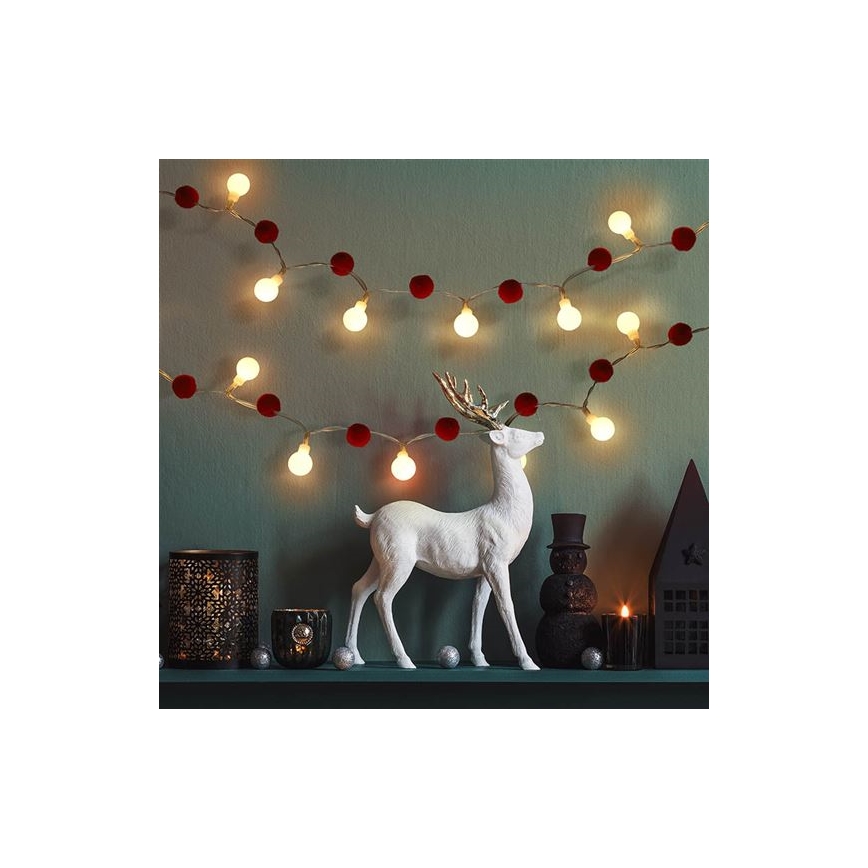 LED-Weihnachtslichterkette 20xLED/2xAA 1,8 m warmweiß