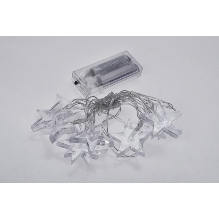 LED Weihnachtskette 2,5 m 10xLED/2xAA Sterne weißes Licht