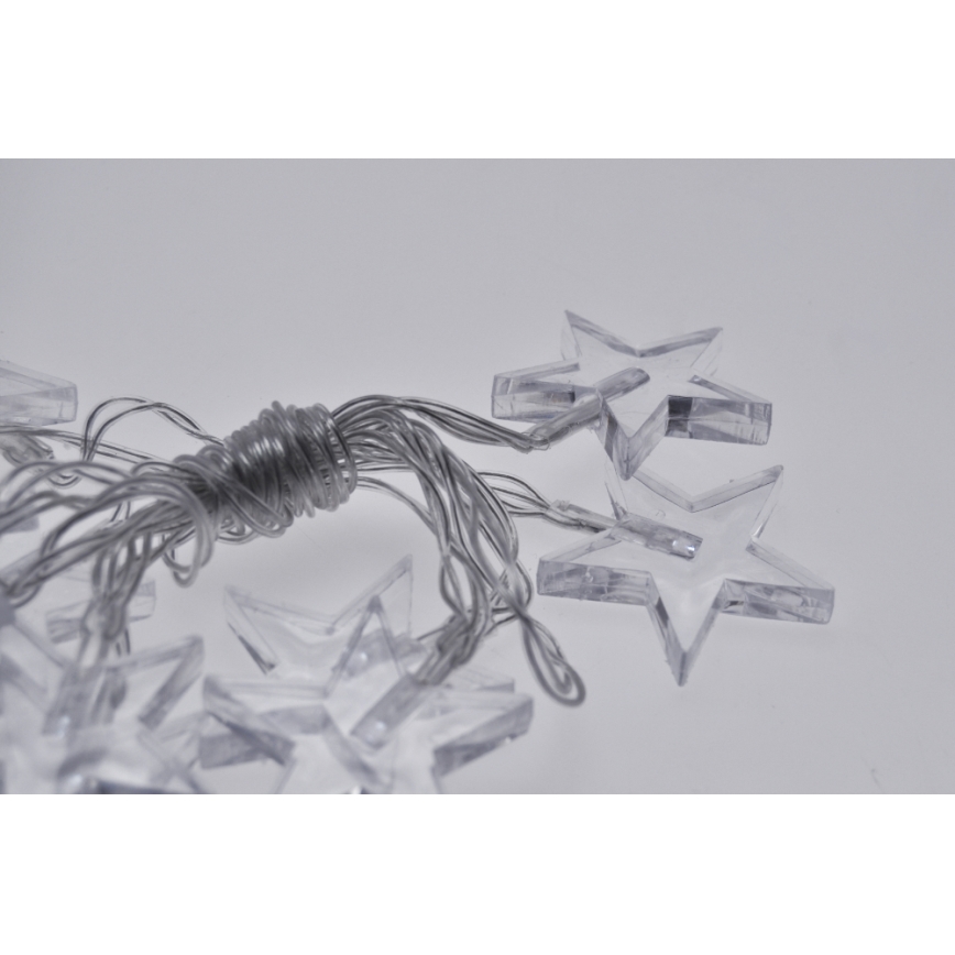 LED Weihnachtskette 2,5 m 10xLED/2xAA Sterne weißes Licht