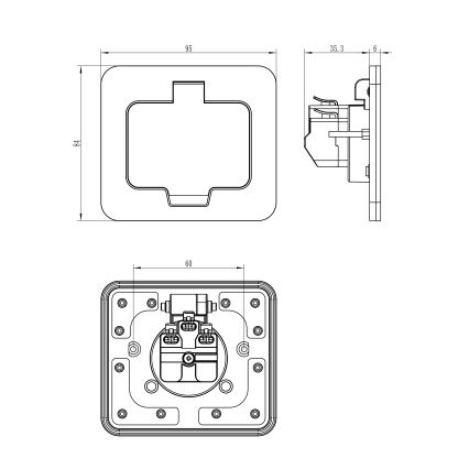 Outdoor-Bodeneinbausteckdose IP55 eckig