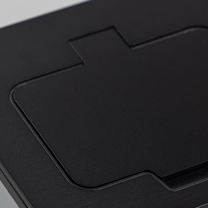 Bodeneinbau-Steckdose für den Außenbereich IP55 schwarz rechteckig