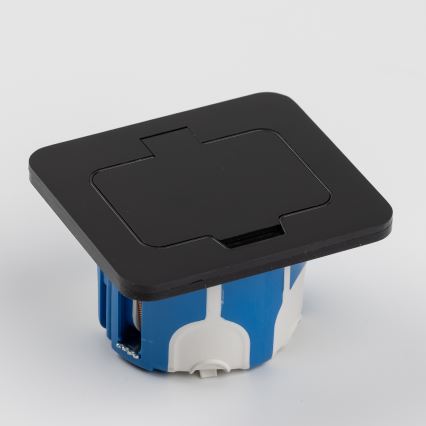 Bodeneinbau-Steckdose für den Außenbereich IP55 schwarz rechteckig