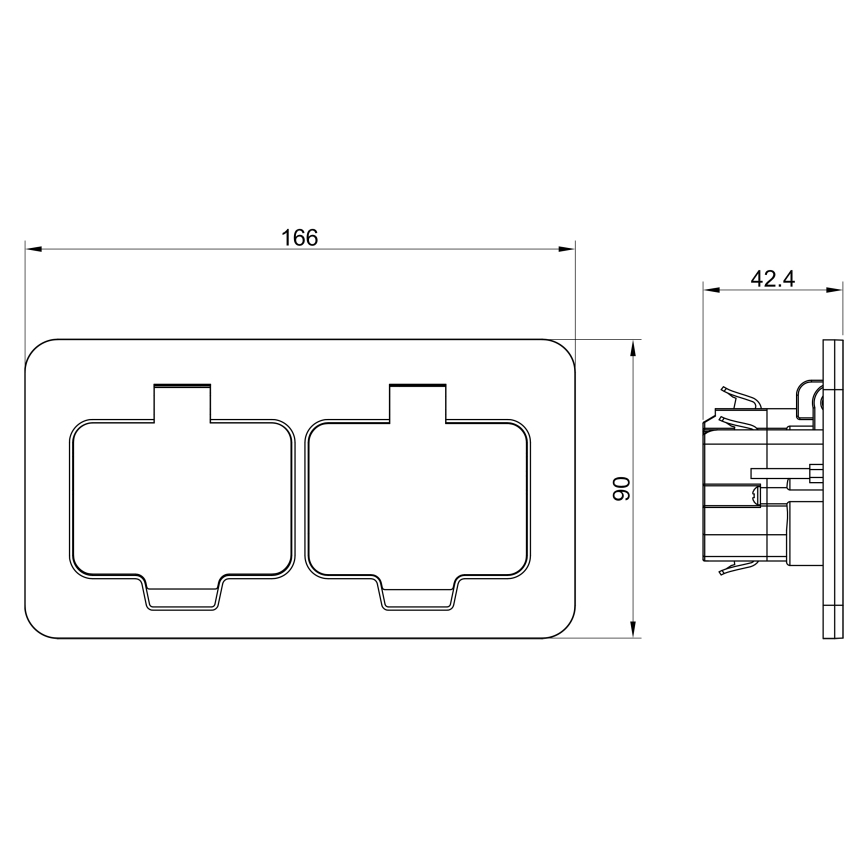Bodeneinbau-Doppelsteckdose für den Außenbereich IP55 eckig