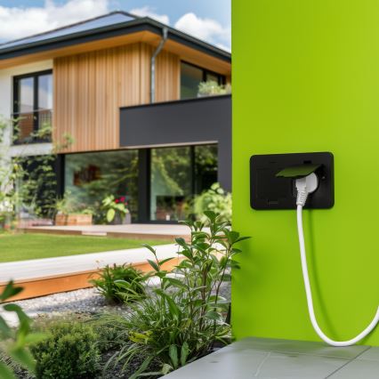 Bodeneinbau-Doppelsteckdose für den Außenbereich IP55 schwarz rechteckig