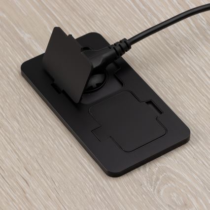 Bodeneinbau-Doppelsteckdose für den Außenbereich IP55 schwarz rechteckig