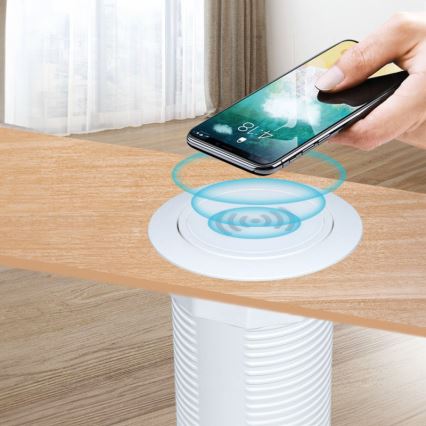 Eingebautes kabelloses Ladegerät + USB A+C weiß