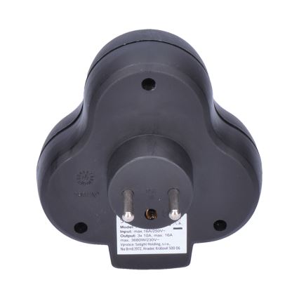 Mehrfachstecker, 3 x 10A, schwarz, Schalter