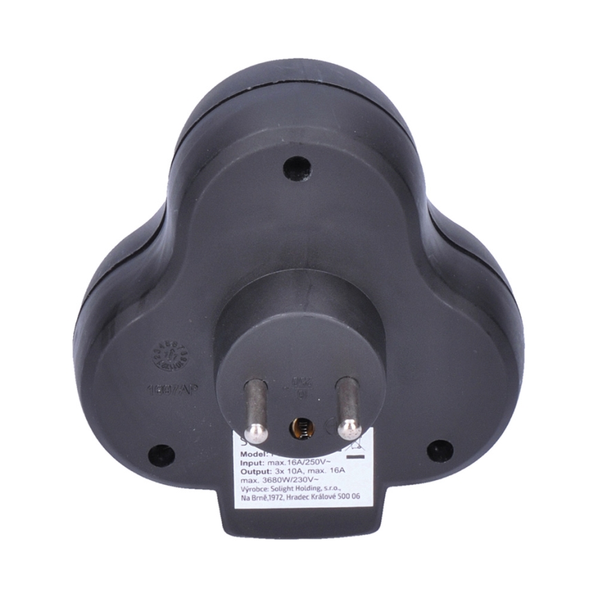 Mehrfachstecker, 3 x 10A, schwarz, Schalter