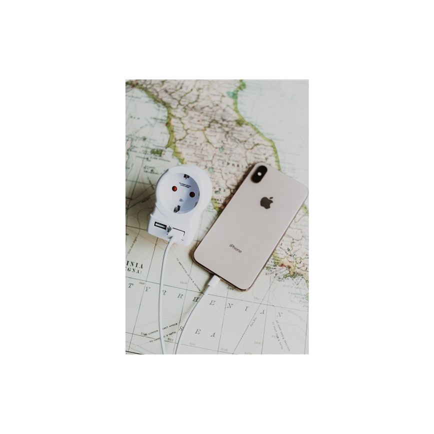 Reiseadapter für UK 230V + 2x USB-Anschluss