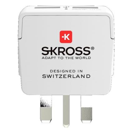 Reiseadapter für UK 230V + 2x USB-Anschluss