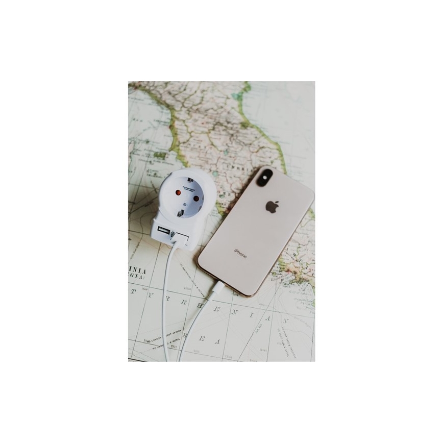 Reiseadapter für die USA 230V + 2x USB-Anschluss