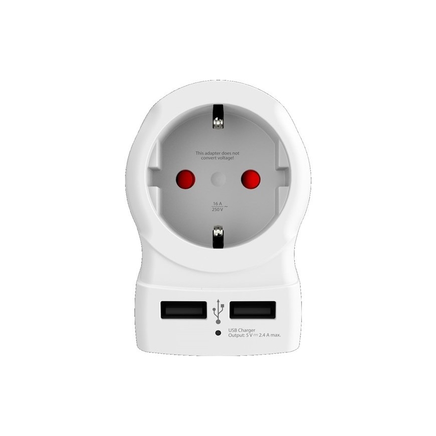 Reiseadapter für die USA 230V + 2x USB-Anschluss