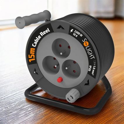 Verlängerungskabel auf Kabeltrommel, 3-fach, 12 m