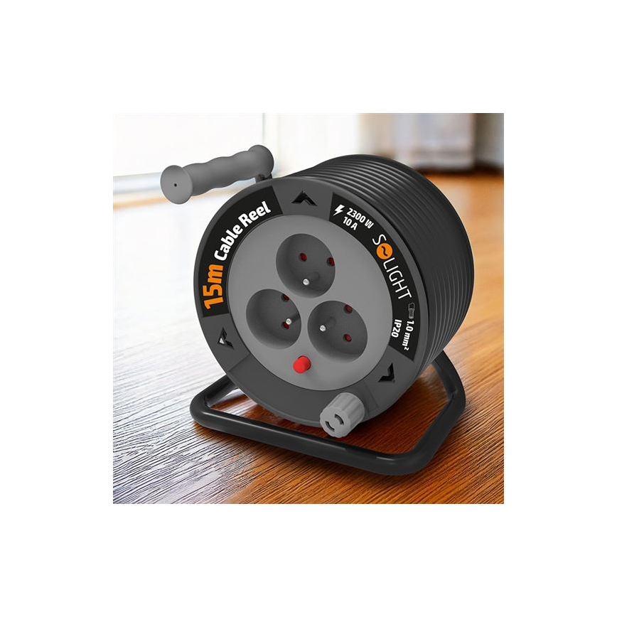 Verlängerungskabel auf Kabeltrommel, 3-fach, 12 m