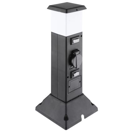 Außenleuchte mit 2 Steckdosen 1xE14/15W/230V IP44 schwarz