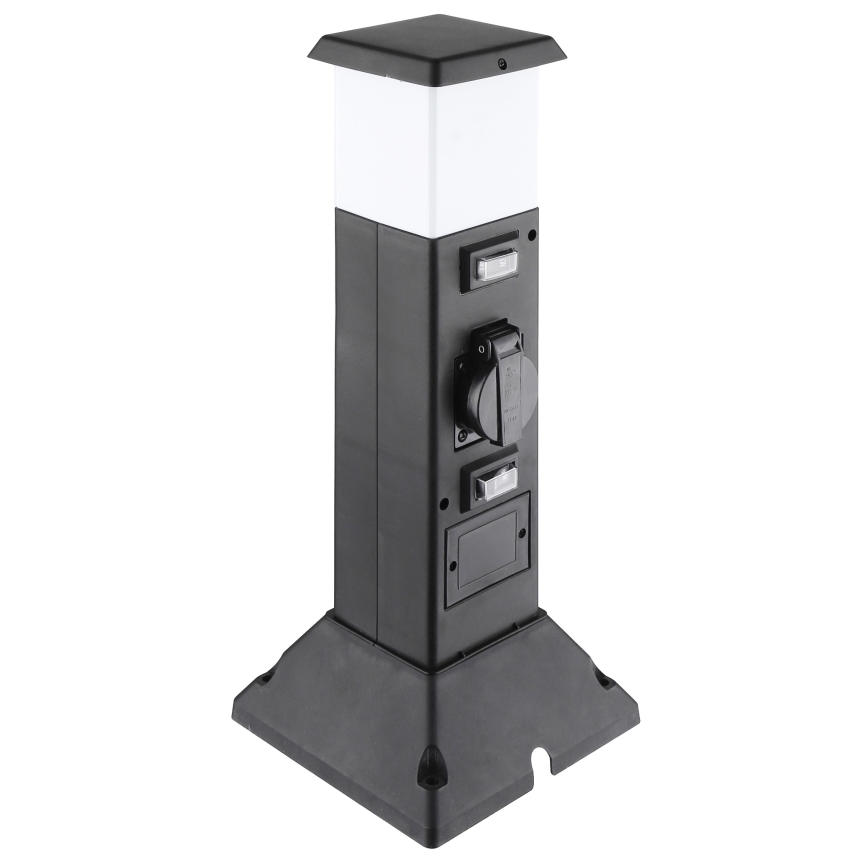 Außenleuchte mit 2 Steckdosen 1xE14/15W/230V IP44 schwarz