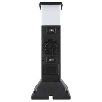 Außenleuchte mit 2 Steckdosen 1xE14/15W/230V IP44 schwarz