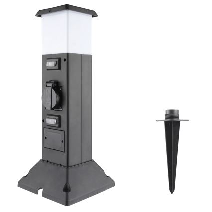 Außenleuchte mit 2 Steckdosen 1xE14/15W/230V IP44 schwarz