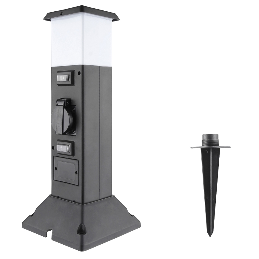 Außenleuchte mit 2 Steckdosen 1xE14/15W/230V IP44 schwarz