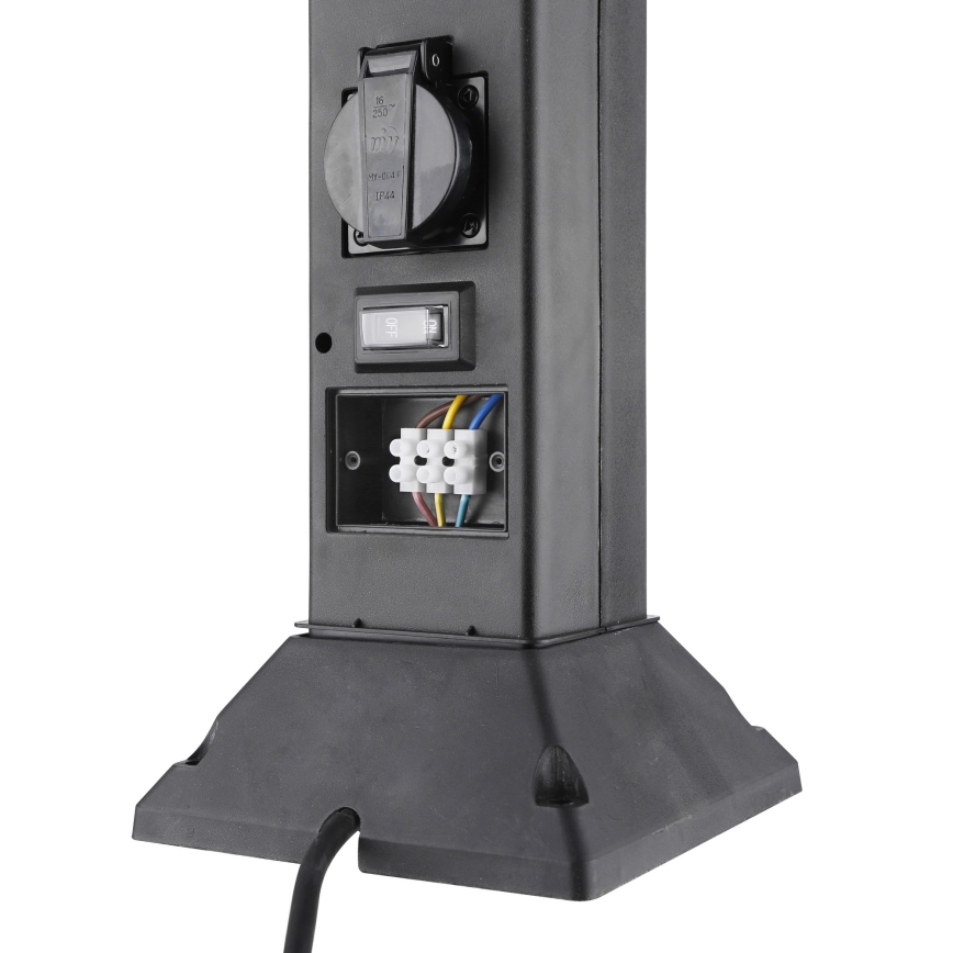 Außenleuchte mit 2 Steckdosen 1xE14/15W/230V IP44 schwarz