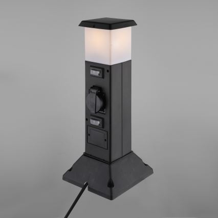 Außenleuchte mit 2 Steckdosen 1xE14/15W/230V IP44 schwarz