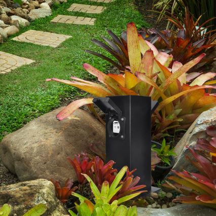 Außensteckdosensäule 2-fach 230V IP44 schwarz, eckig