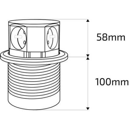 Solight PP100-B − Steckdosensäule unter die Tischplatte 4x230V