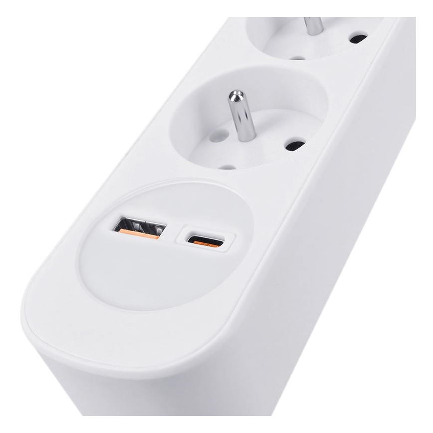 Steckdosenleiste mit Schalter, 3‑fach, mit USB‑A- und USB‑C‑Ladeanschlüssen, 3 m