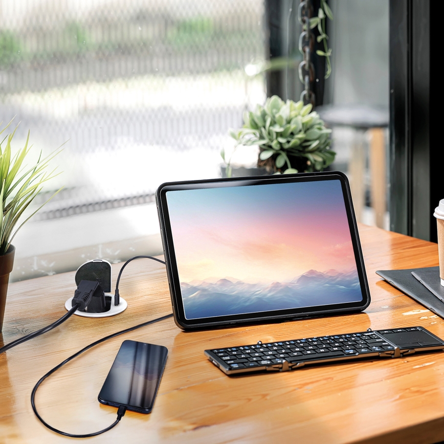 Steckdosenleiste für Tischplatte 1x230V + USB-C Power Delivery silbern/schwarz