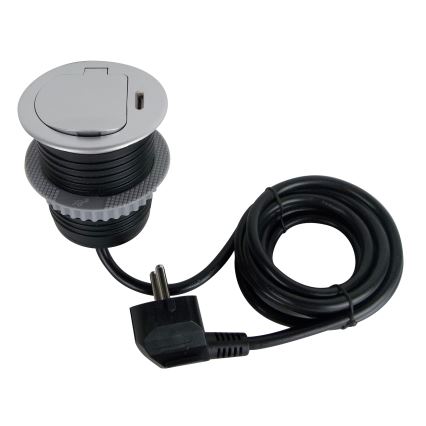 Steckdosenleiste für Tischplatte 1x230V + USB-C Power Delivery silbern/schwarz