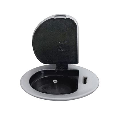 Steckdosenleiste für Tischplatte 1x230V + USB-C Power Delivery silbern/schwarz