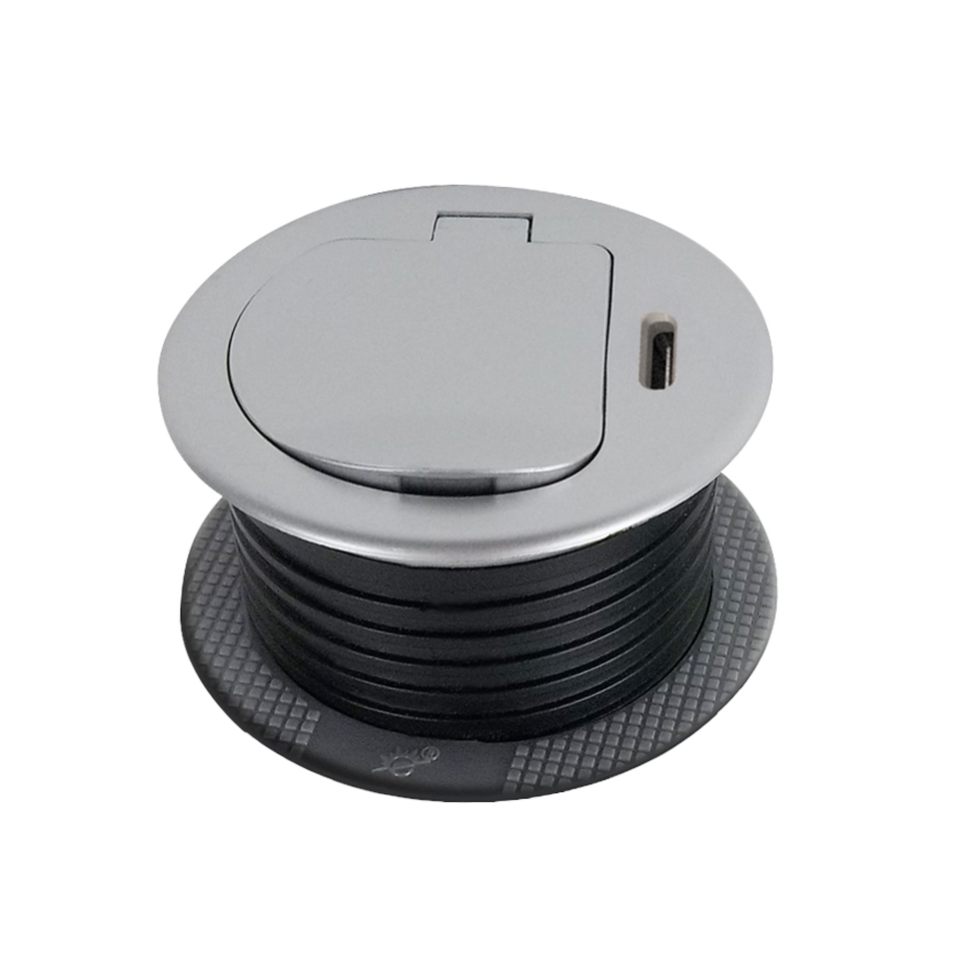 Steckdosenleiste für Tischplatte 1x230V + USB-C Power Delivery silbern/schwarz