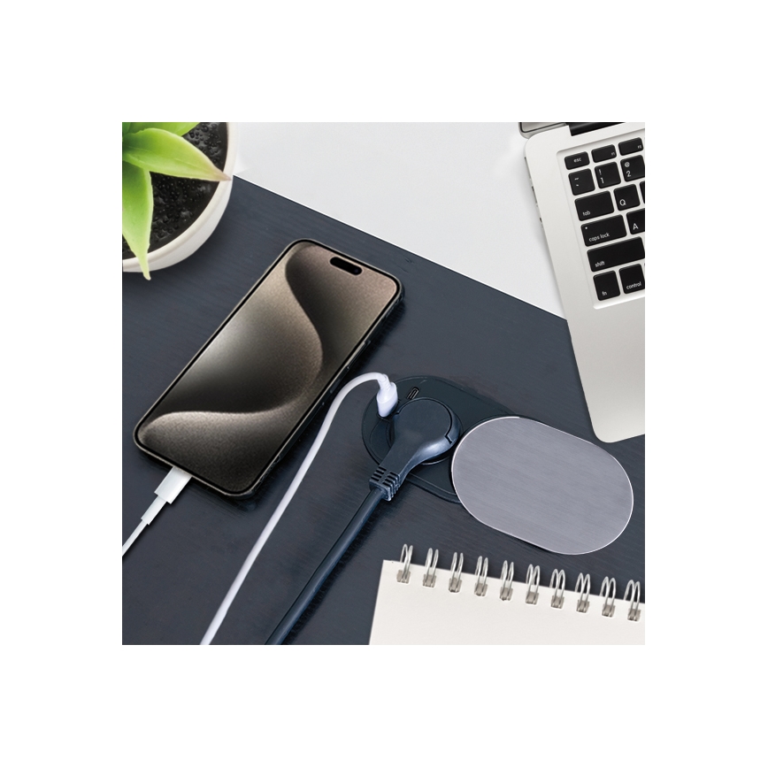 Einbau-Steckdose 1Z + USB A+C