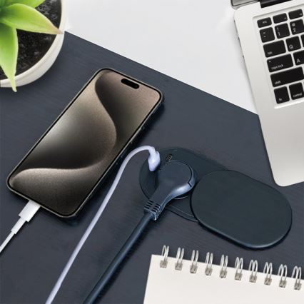 Einbausteckdose mit Schiebeabdeckung 20W, 1x Steckdose + USB A+C, schwarz