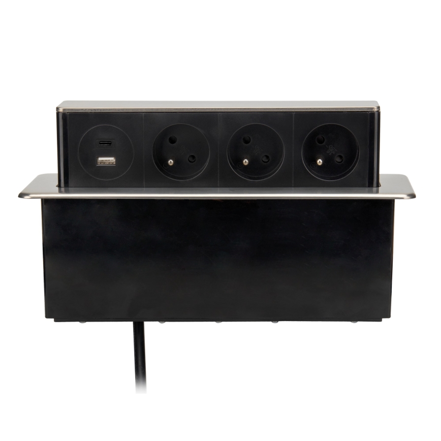 Steckdosensäule für Tischplatte 3x230V + USB-A + USB-C