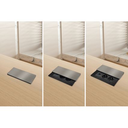 Einbausteckdose 65 W, 2 Steckdosen + USB-A + USB-C